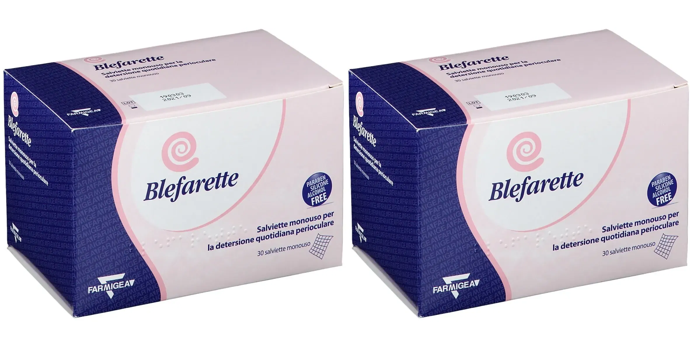 SALVIETTINE OCULARI MEDICATE BLEFARETTE SENZA PARABENI SENZA SILICONE SENZA ALCOOL 30 PEZZI Pack da 2