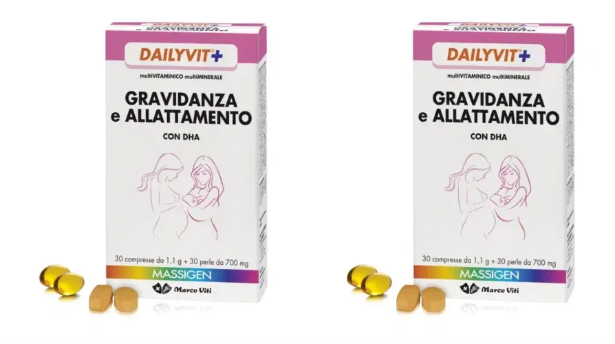 MASSIGEN GRAVIDANZA ALLATTAMENTO CON ACIDO FOLICO MULTIVITAMINICO E MULTIMINERALE 30 COMPRESSE RIVESTITE DA 1,1 G + 30 PERLE DA 700 MG Pack da 2