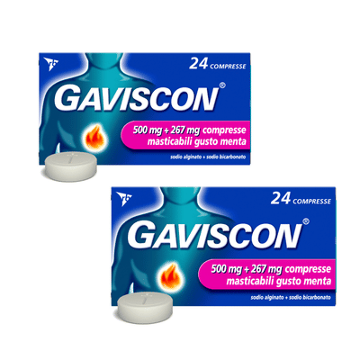 GAVISCON 24 CPR MENTA 500 mg + 267 mg contro bruciore e acidità di stomaco Pack da 2