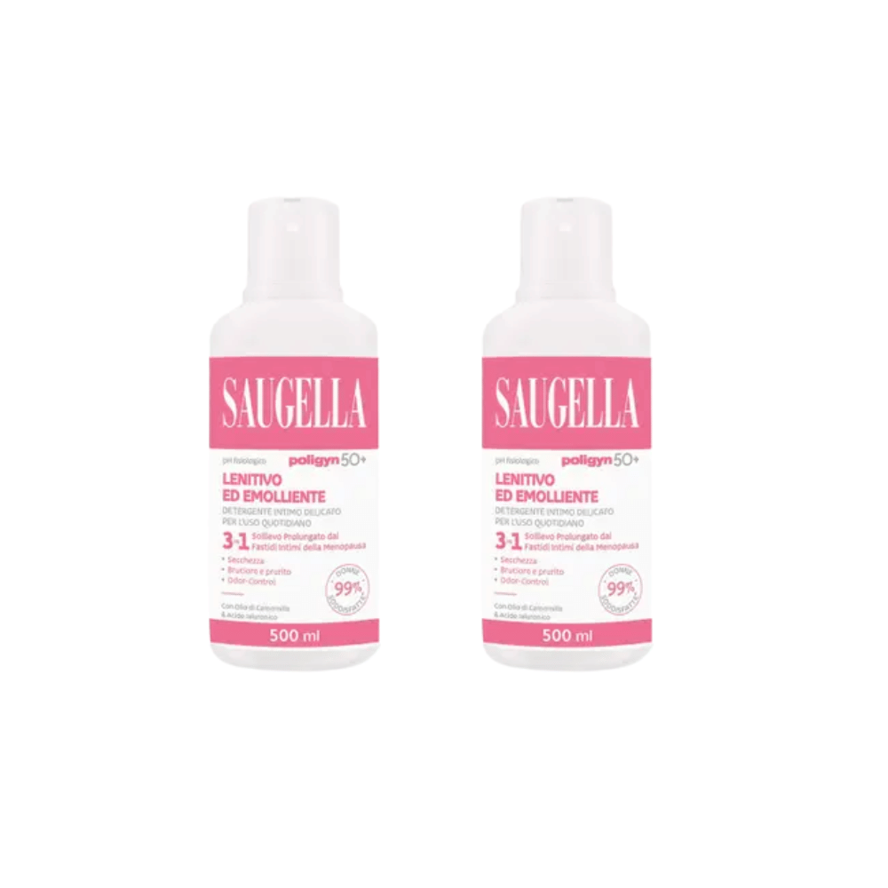 SAUGELLA POLIGYN 50+ DETERGENTE INTIMO LENITIVO ED EMOLLIENTE 500 ML Pack X2