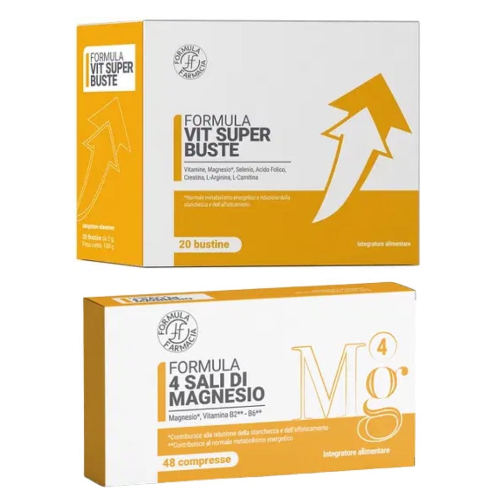Formula Vit Super Buste 20 Bustine + Formula 4 Sali di Magnesio 48 Compresse