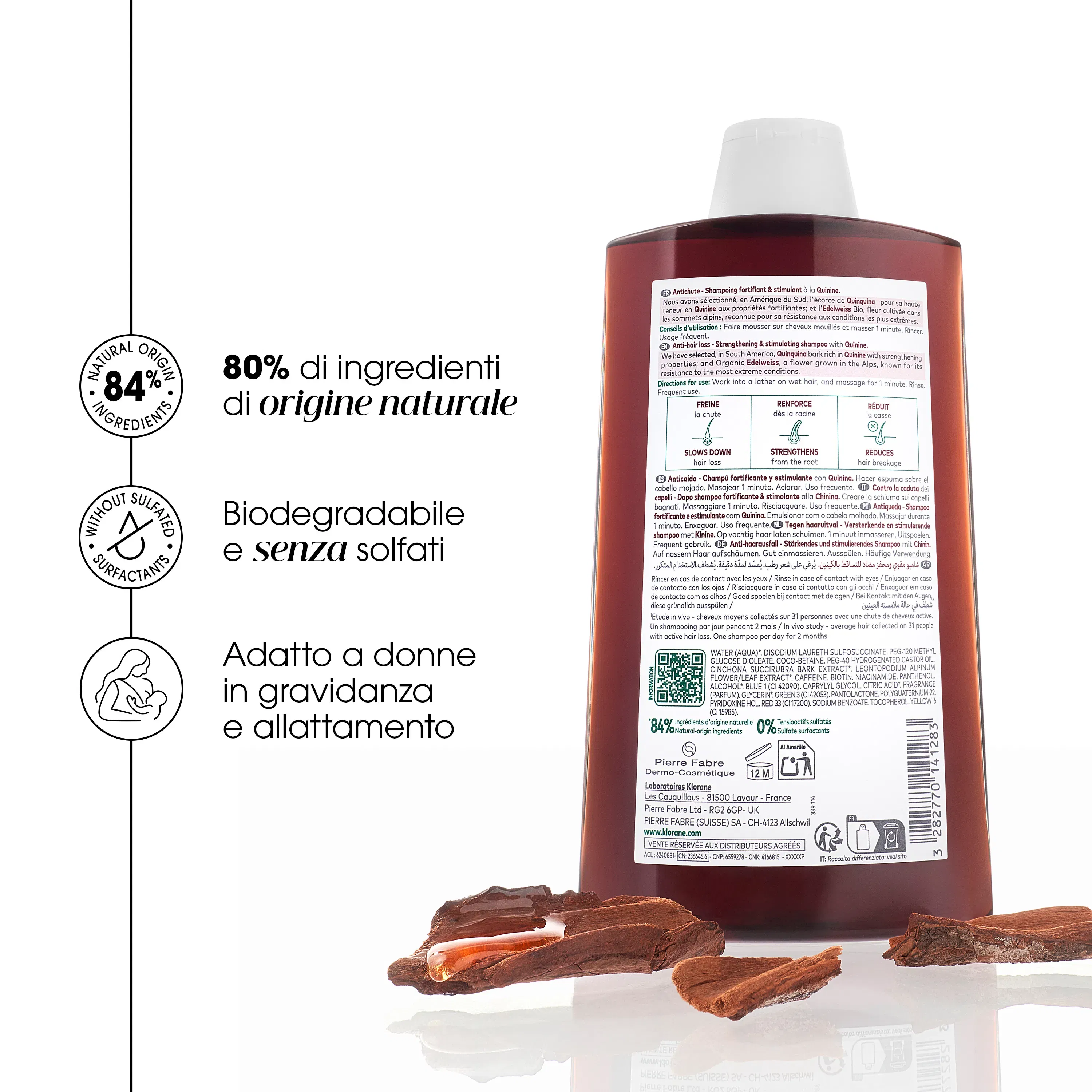 Shampoo Fortificante & Stimolante alla Chinina Klorane Pack x2