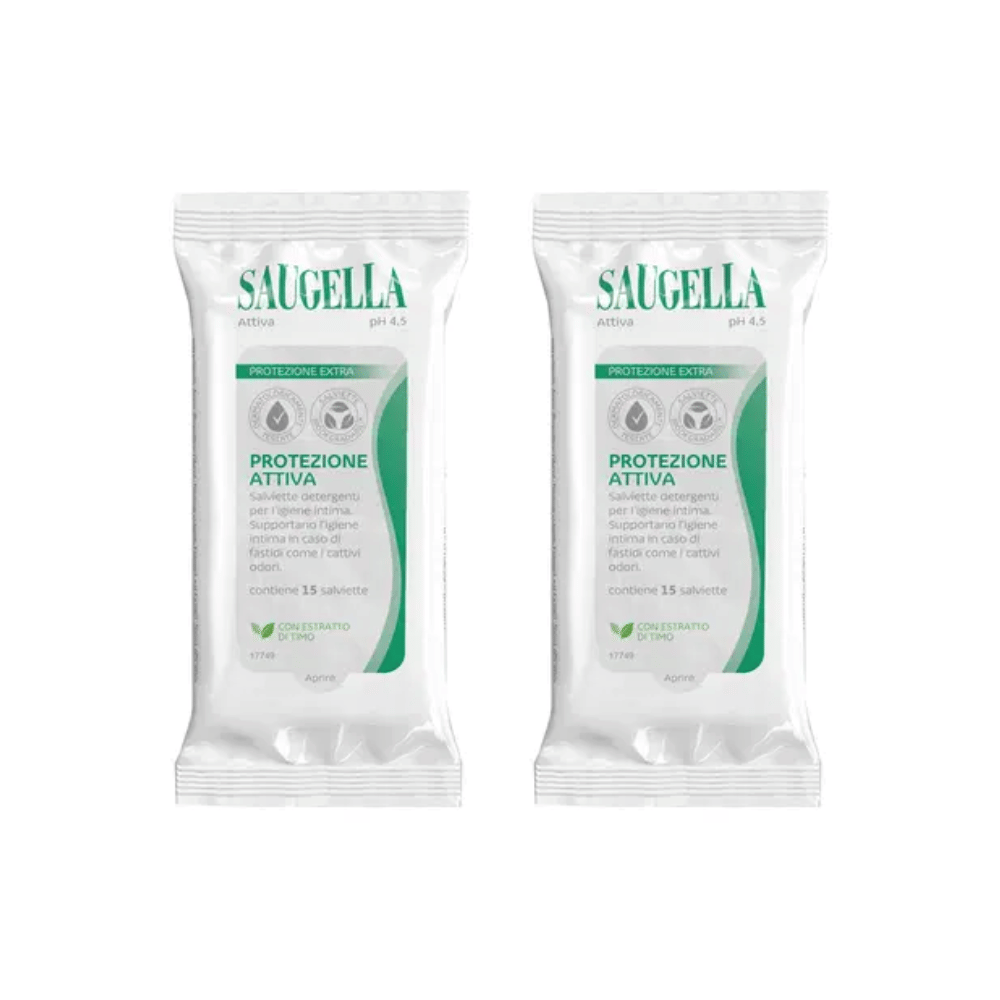 SAUGELLA ATTIVA SALVIETTINE 15 PEZZI Pack X2