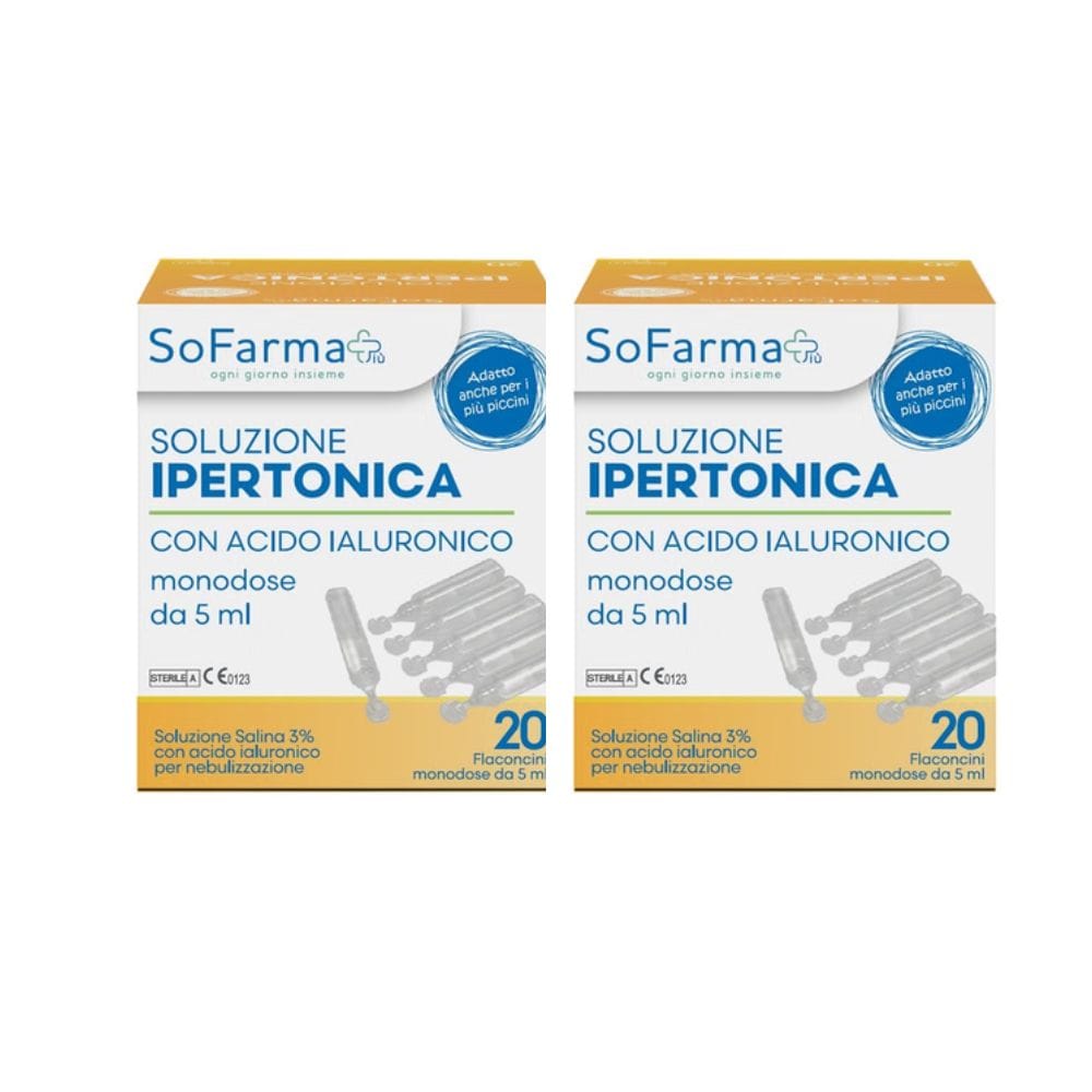 SOLUZIONE IPERTONICA 3% ACIDO IALURONICO 20 FLACONI 5 ML SOFARMAPIU' PACK X2