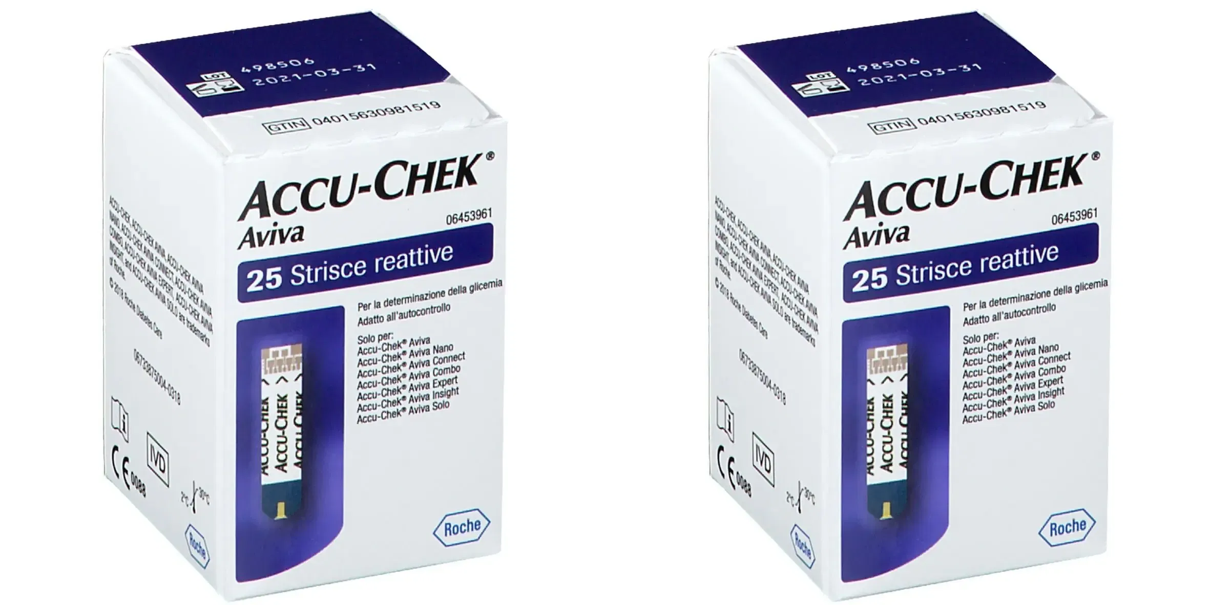 STRISCE MISURAZIONE GLICEMIA ACCU-CHEK AVIVA BRK RETAIL 25 PEZZI Pack da 2
