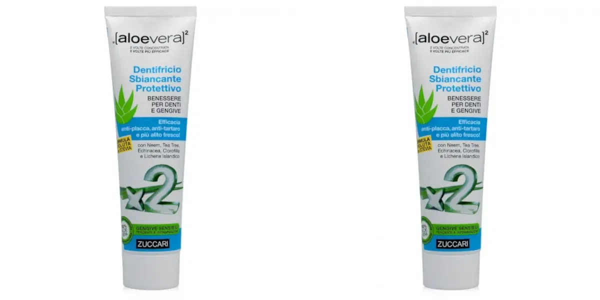 ALOEVERA2 DENTIFRICIO SBIANCANTE PROTETTIVO CON STEVIA 100 ML Pack da 2