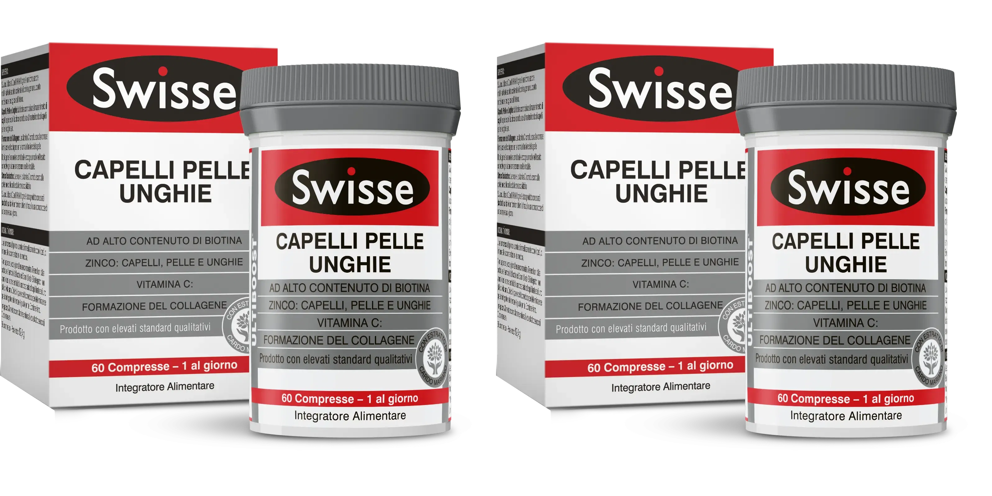 SWISSE CAPELLI PELLE UNGHIE 60 COMPRESSE Pack da 2