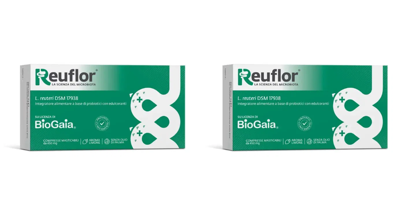 REUFLOR 20 COMPRESSE MASTICABILI AROMA LIMONE Pack da 2