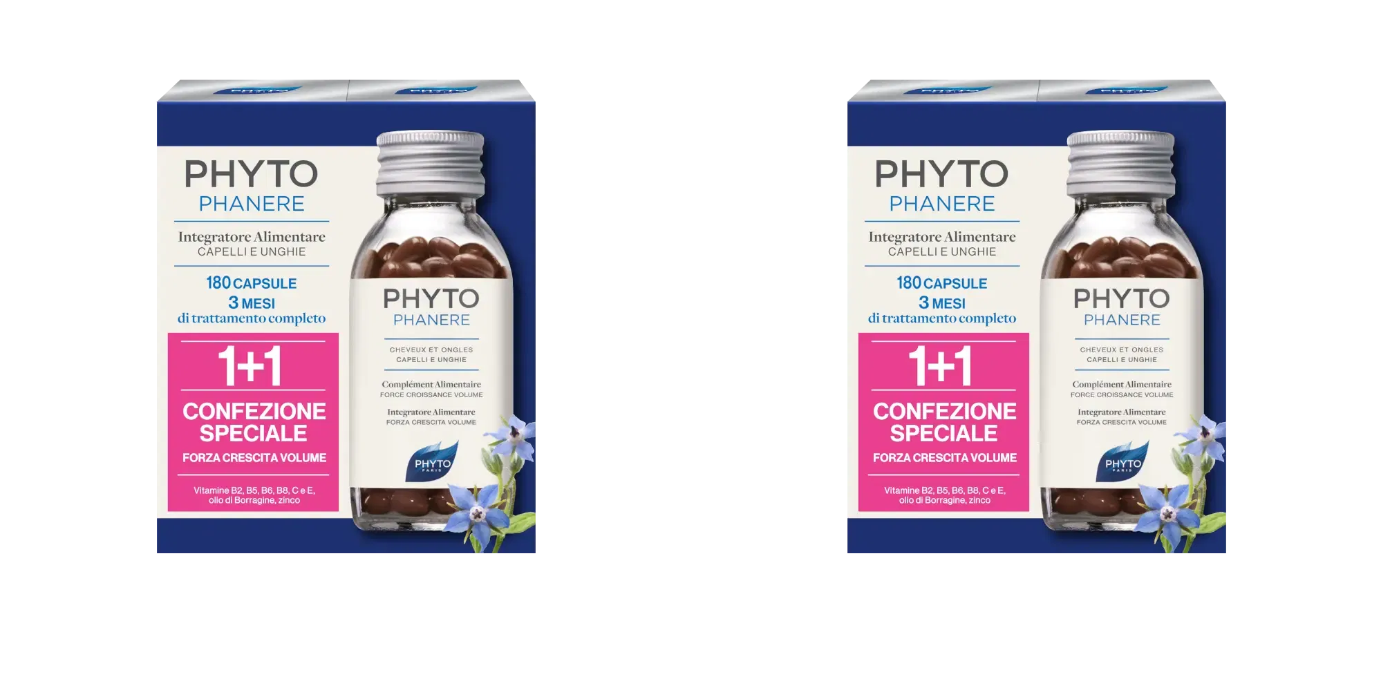 PHYTO PARIS PHYTOPHANERE INTEGRATORE ALIMENTARE CAPELLI/UNGHIE 90+90 CAPSULE Pack da 2