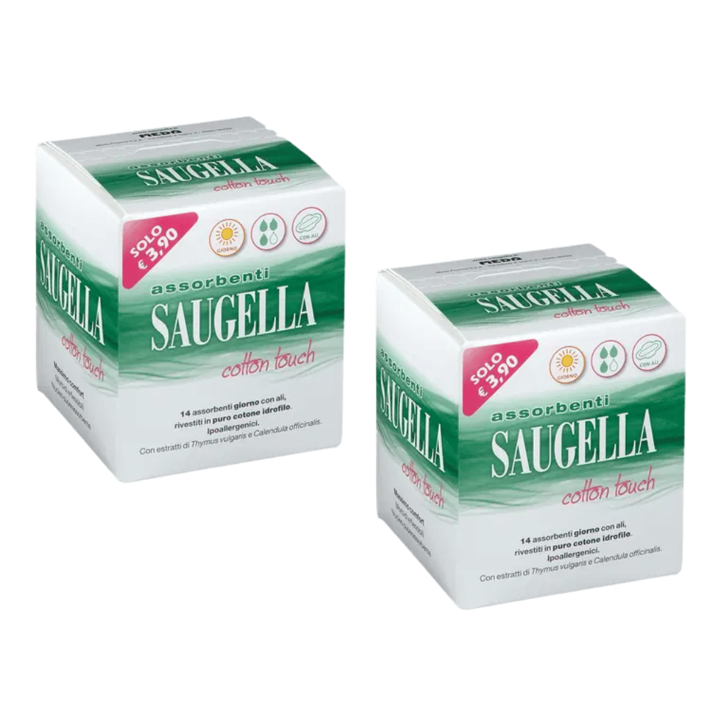 SAUGELLA COTTON TOUCH ASSORBENTI GIORNO 14 PEZZI Pack X2 