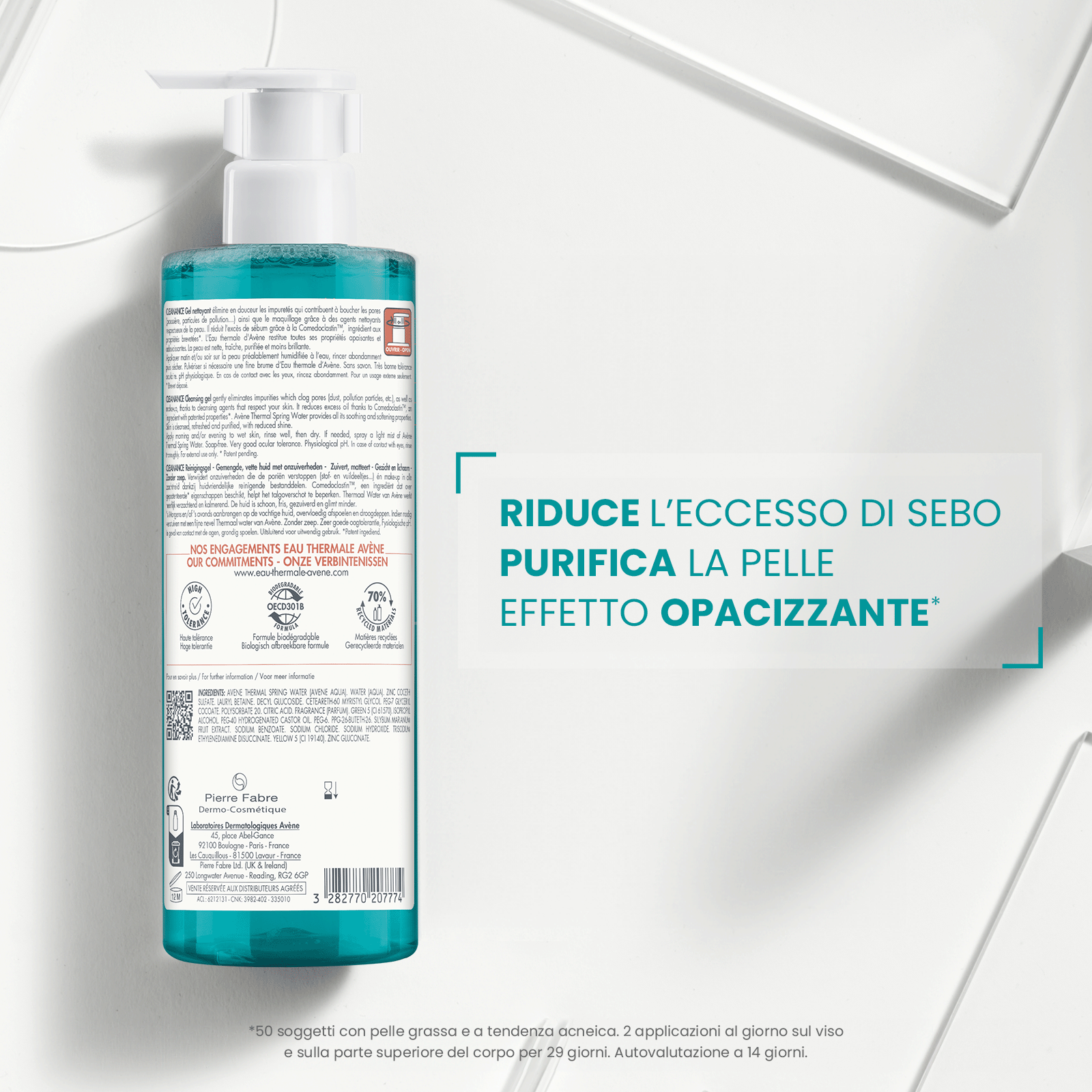 KIT Seboriduttore Avène Gel detergente viso & corpo Cleanance + Klorane Shampoo all'Ortica BIO: pelle e capelli grassi 