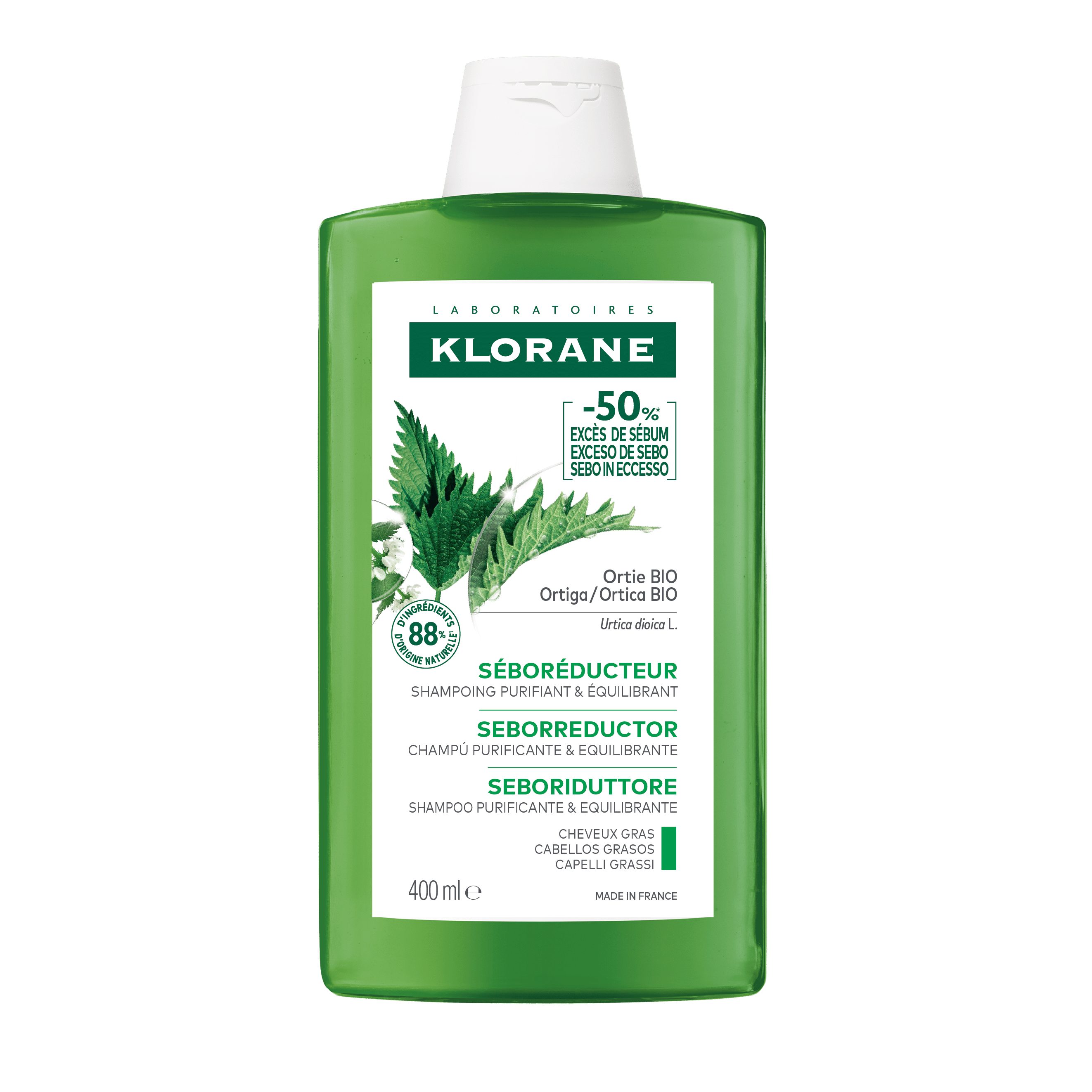  KIT Seboriduttore Avène Gel detergente viso & corpo Cleanance + Klorane Shampoo all'Ortica BIO: pelle e capelli grassi 