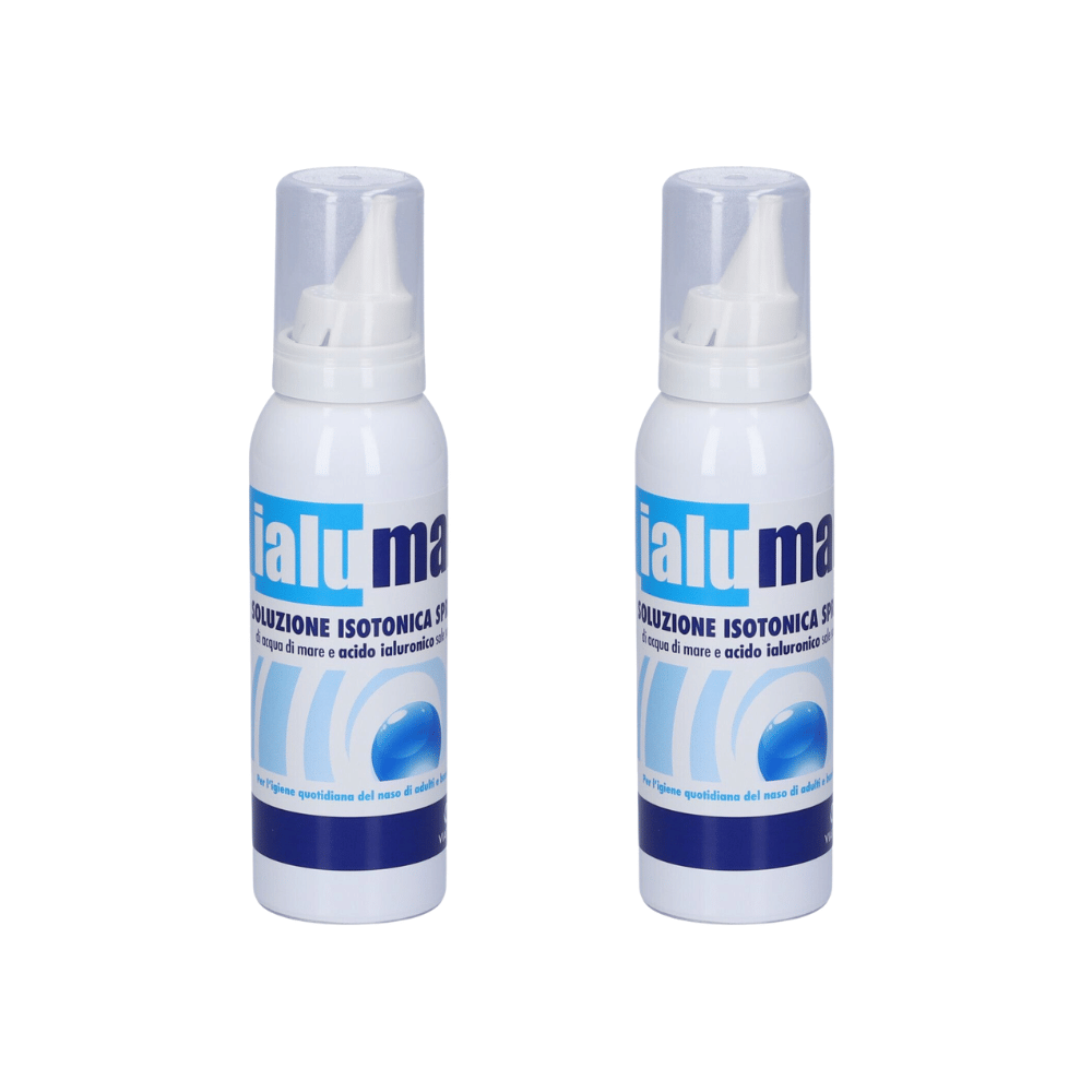 SOLUZIONE ISOTONICA SPRAY DI ACQUA DI MARE ACIDO IALURONICO SALE SODICO PER IGIENE NASO ADULTI E BAMBINI 100ML Pack X2