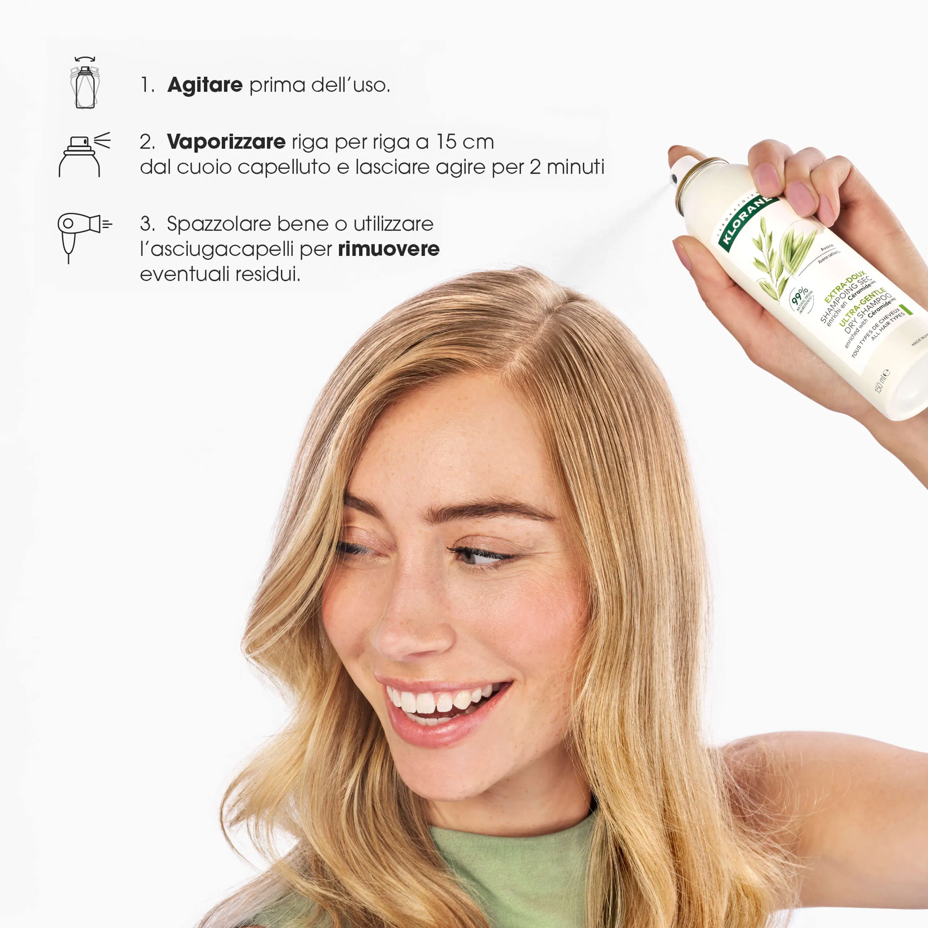 SHAMPOO SECCO TUTTI I TIPI DI CAPELLI KLORANE PACK X2