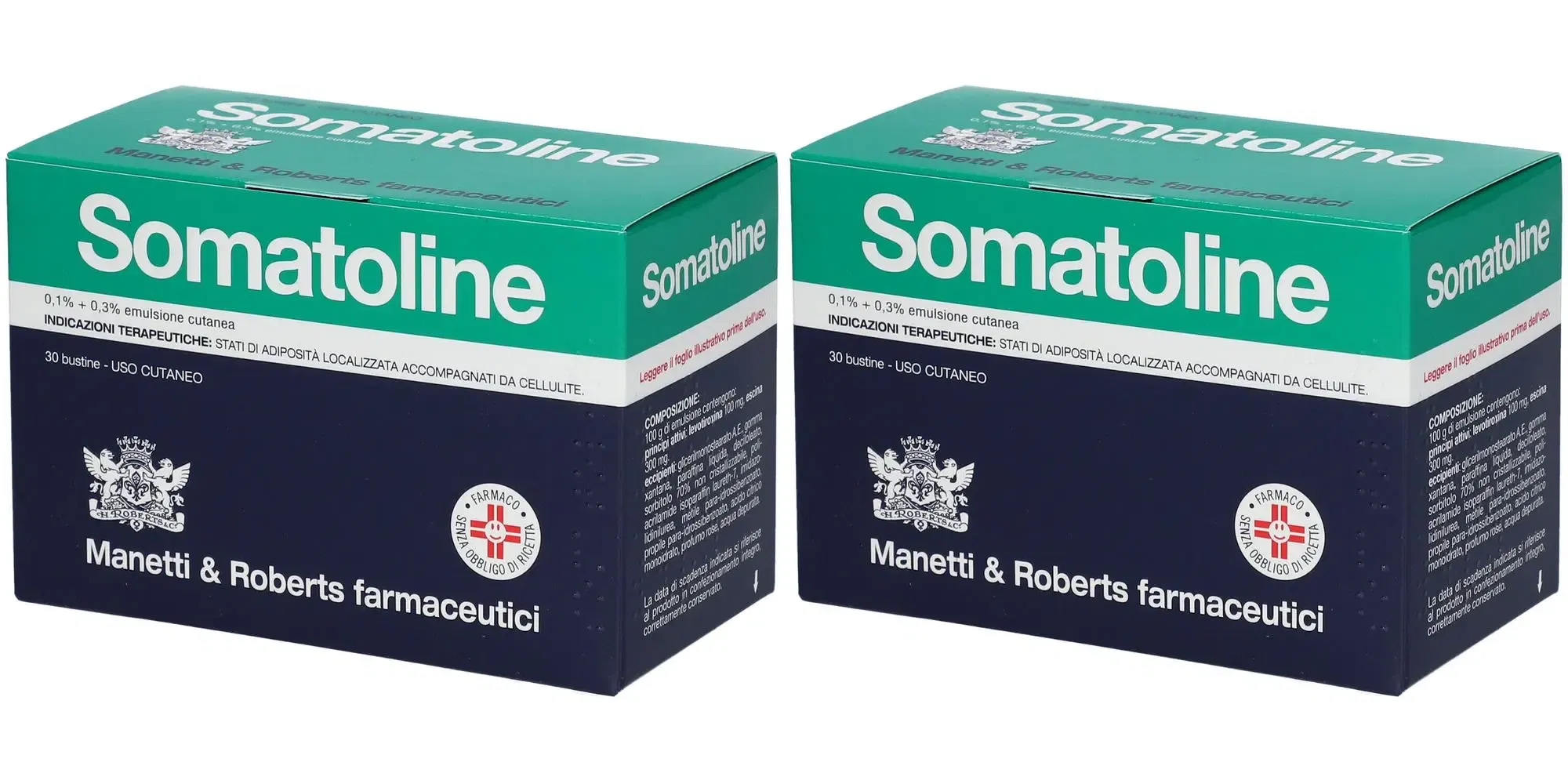SOMATOLINE emulsione dermatologica 30 bustine 0,1% + 0,3% Pack da 2