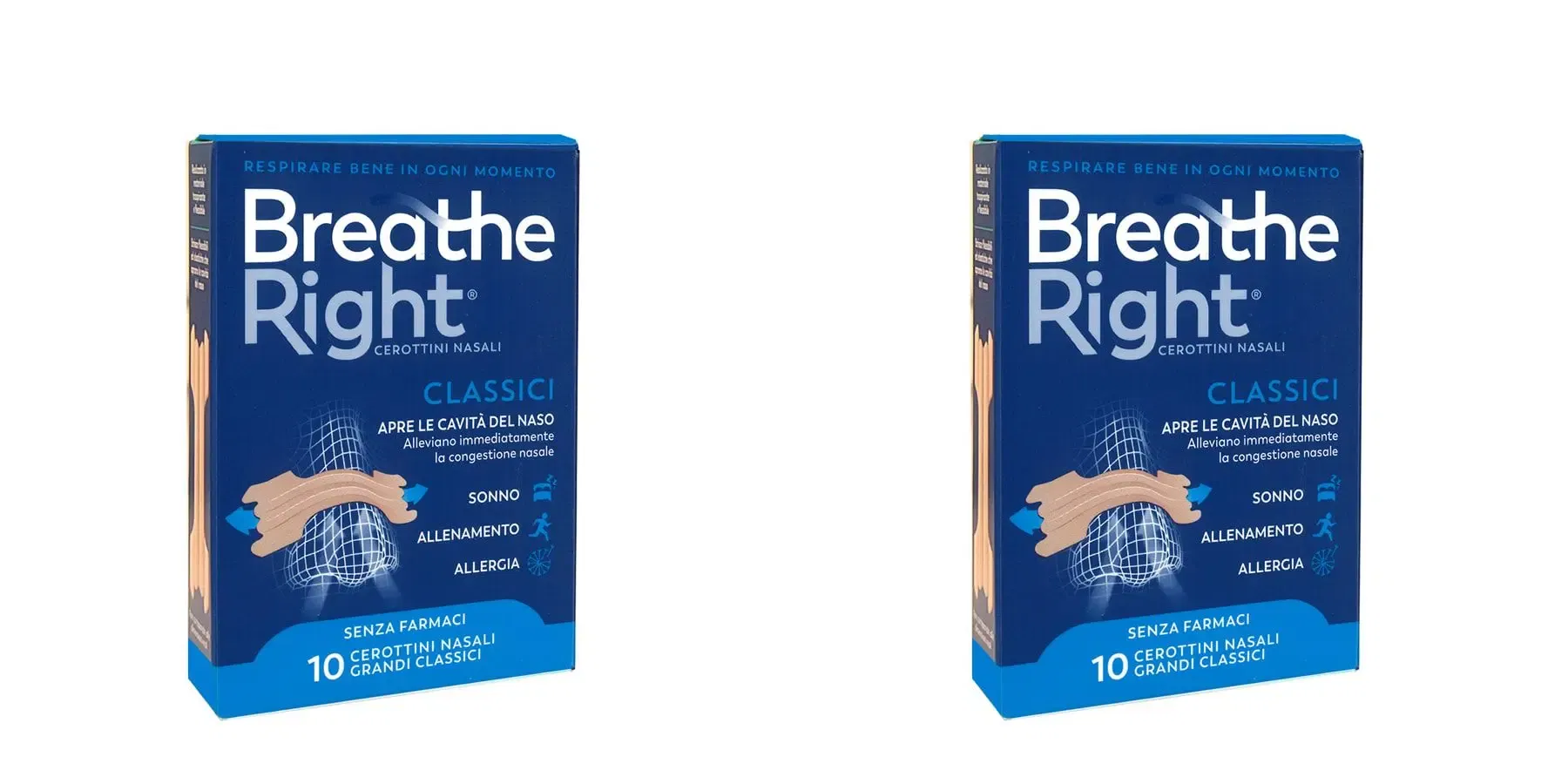 CEROTTI NASALI BREATHE RIGHT CLASSICI GRANDI 30 PEZZI Pack da 2