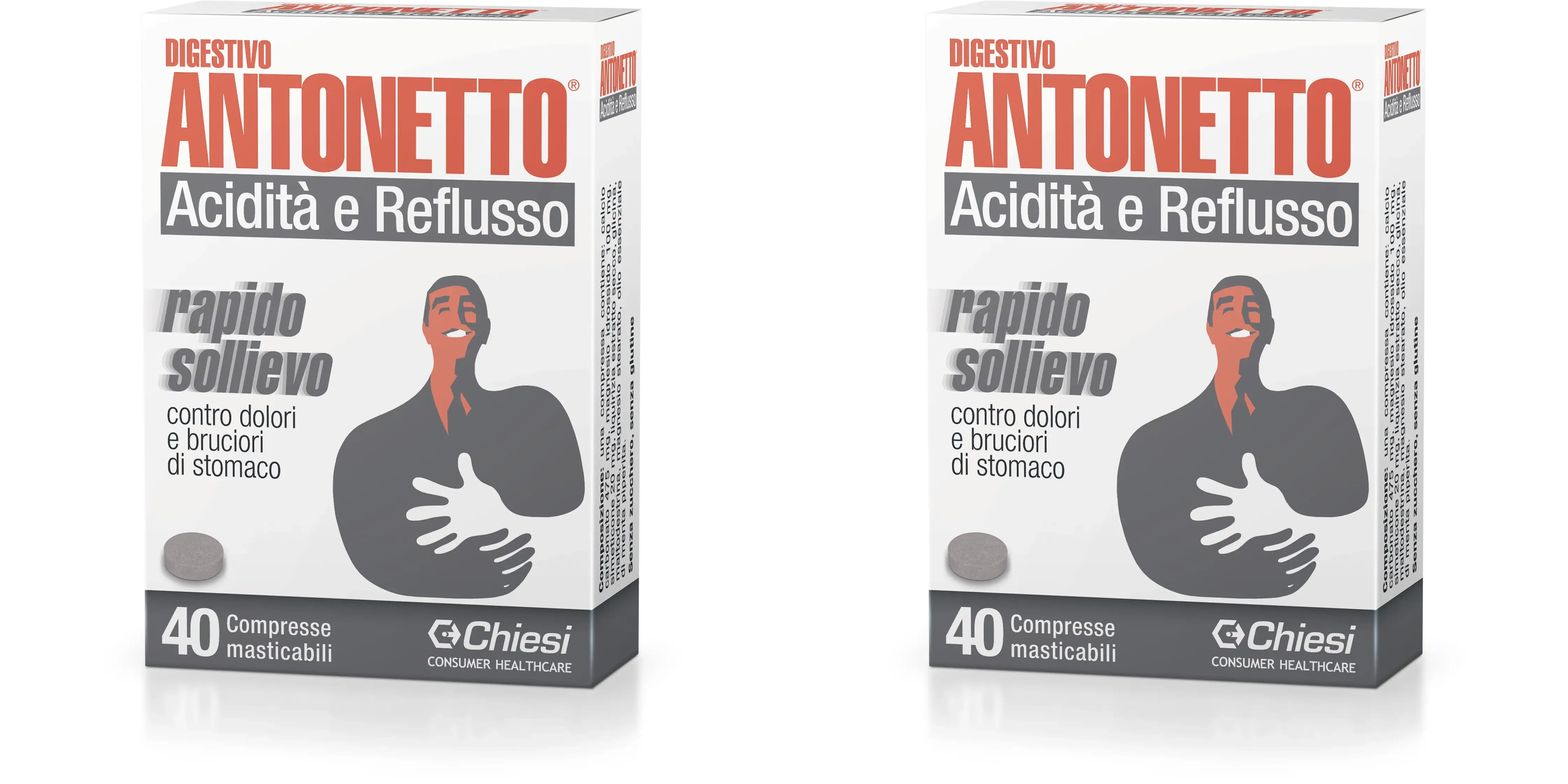 DIGESTIVO ANTONETTO ACIDITA' E REFLUSSO 40 COMPRESSE MASTICABILI Pack da 2