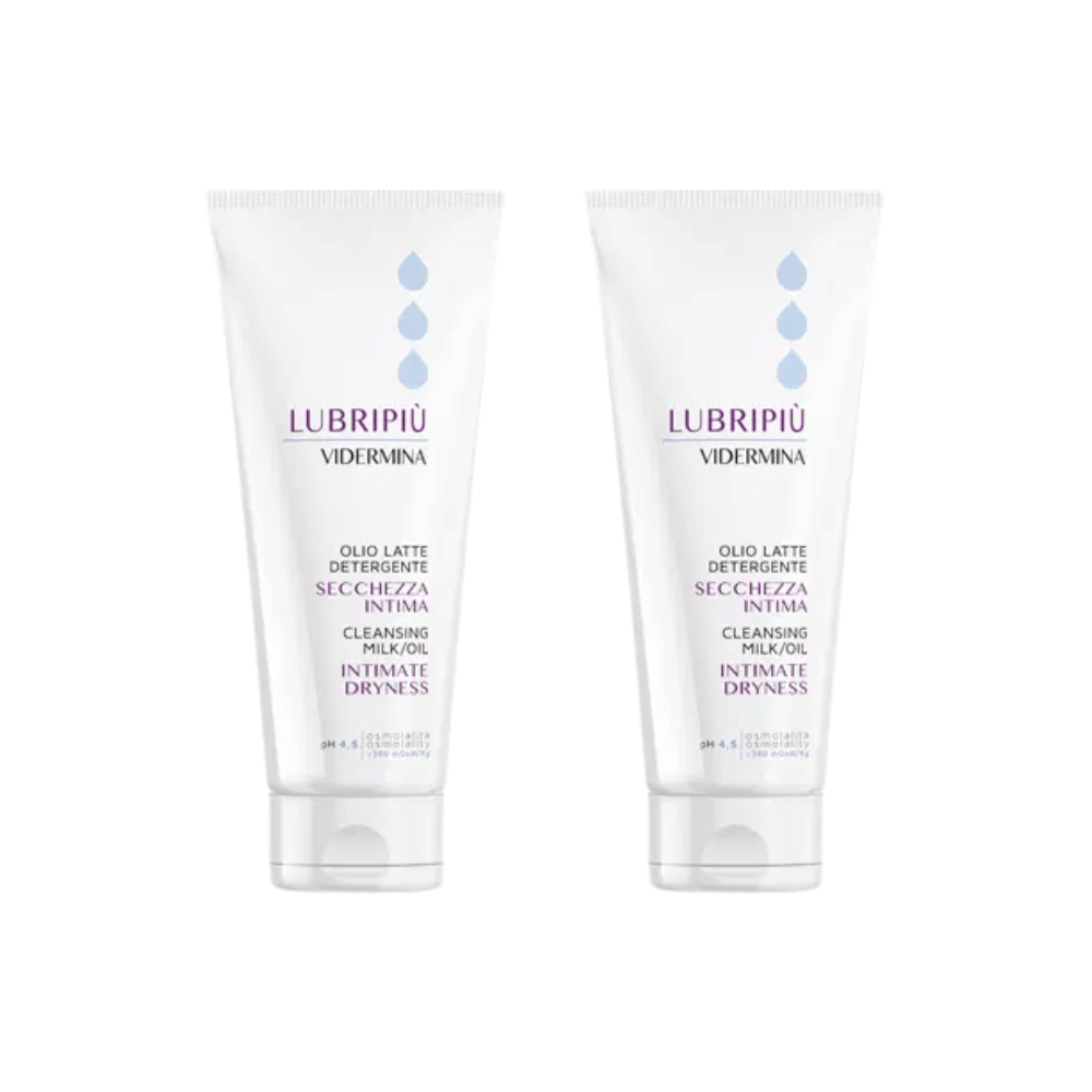 VIDERMINA LUBRIPIU' OLIO LATTE DETERGENTE SECCHEZZA INTIMA 200 ML Pack X2
