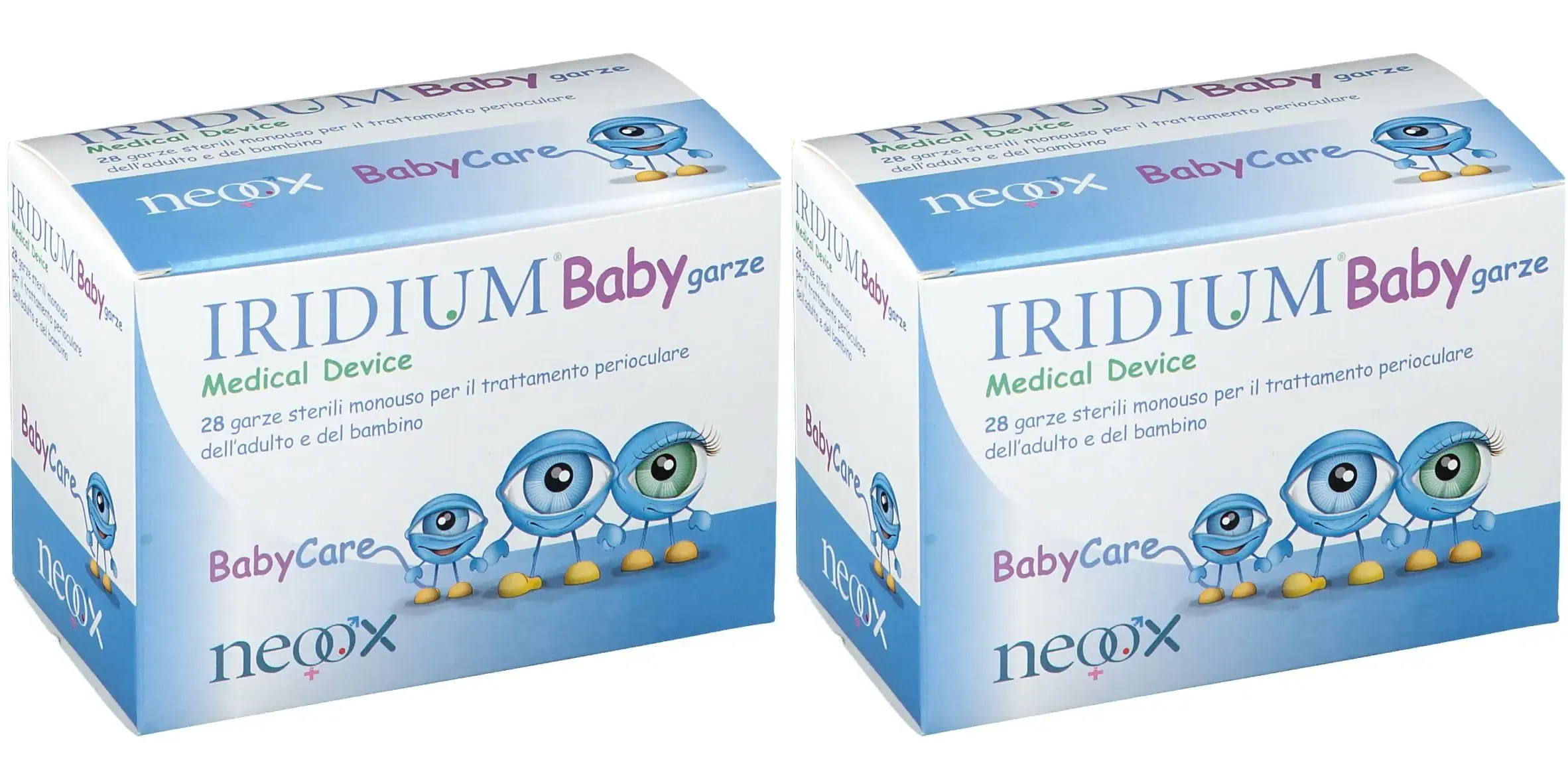 GARZA OCULARE MEDICATA IRIDIUM BABY 28 PEZZI Pack da 2