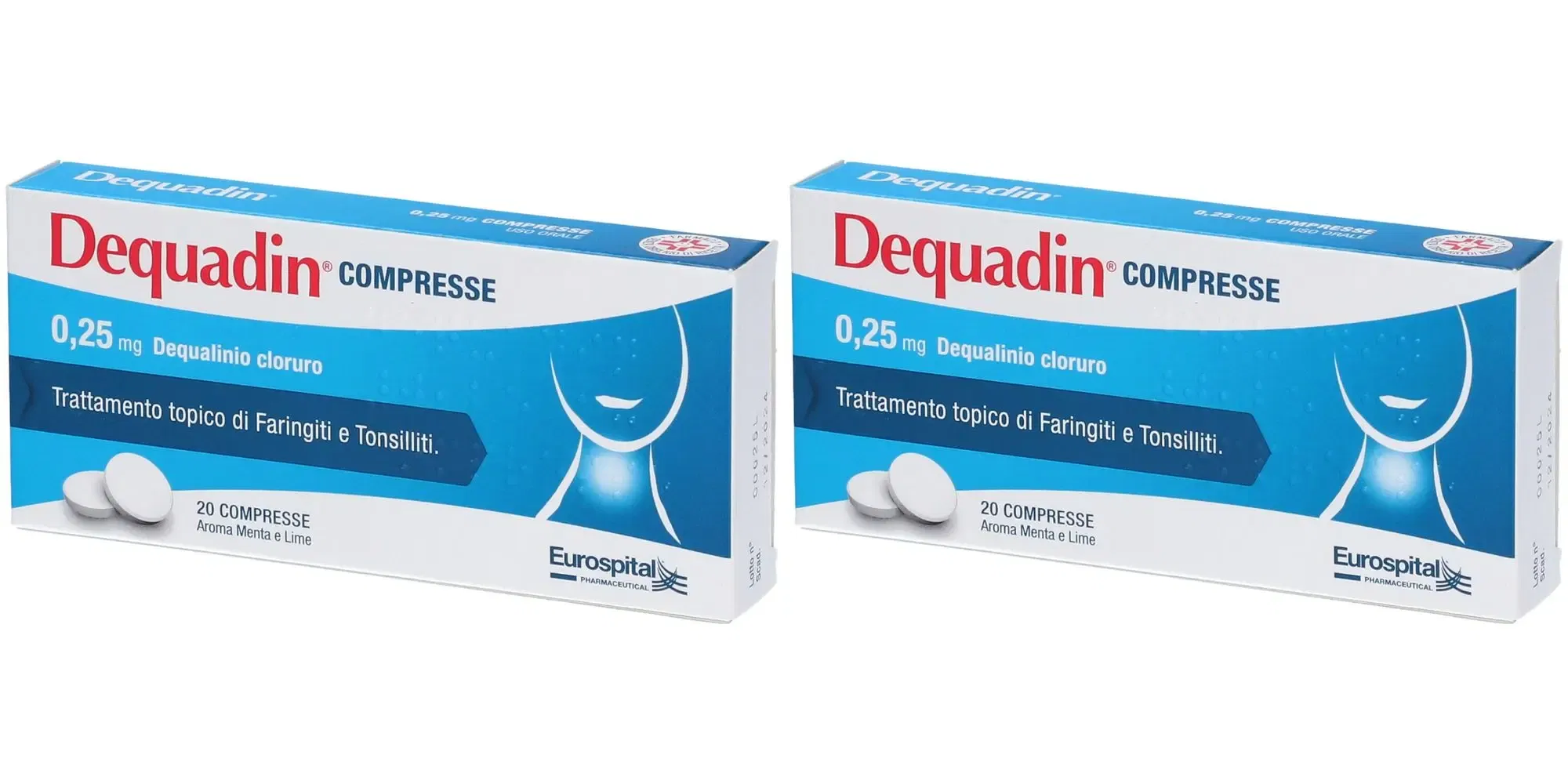 DEQUADIN 20 compresse 0,25 mg Pack da 2