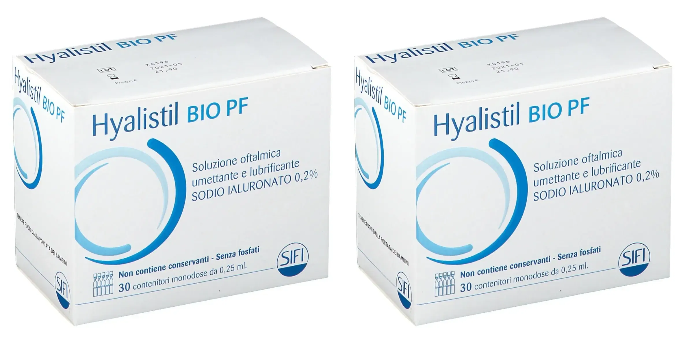 HYALISTIL BIO PF SOLUZIONE OFTALMICA PHOSPHATE FREE MONODOSE A BASE DI ACIDO IALURONICO 0,2% 30 FLACONCINI 0,25 ML Pack da 2