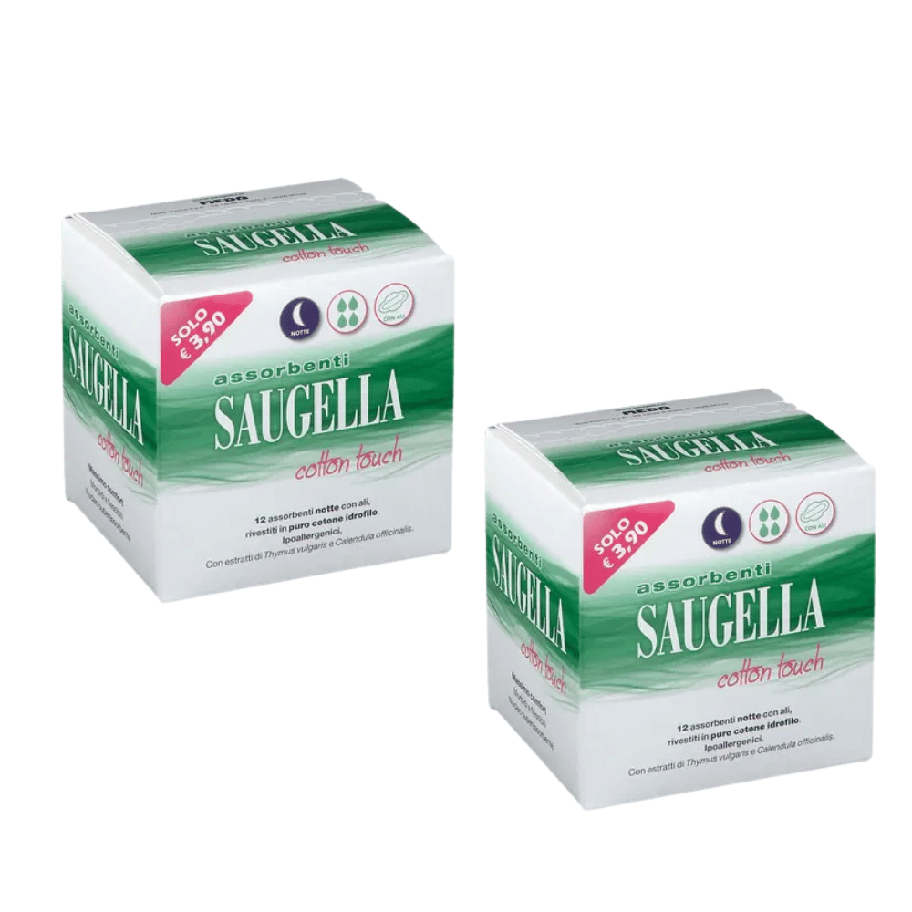 SAUGELLA COTTON TOUCH ASSORBENTI NOTTE 12 PEZZI Pack X2
