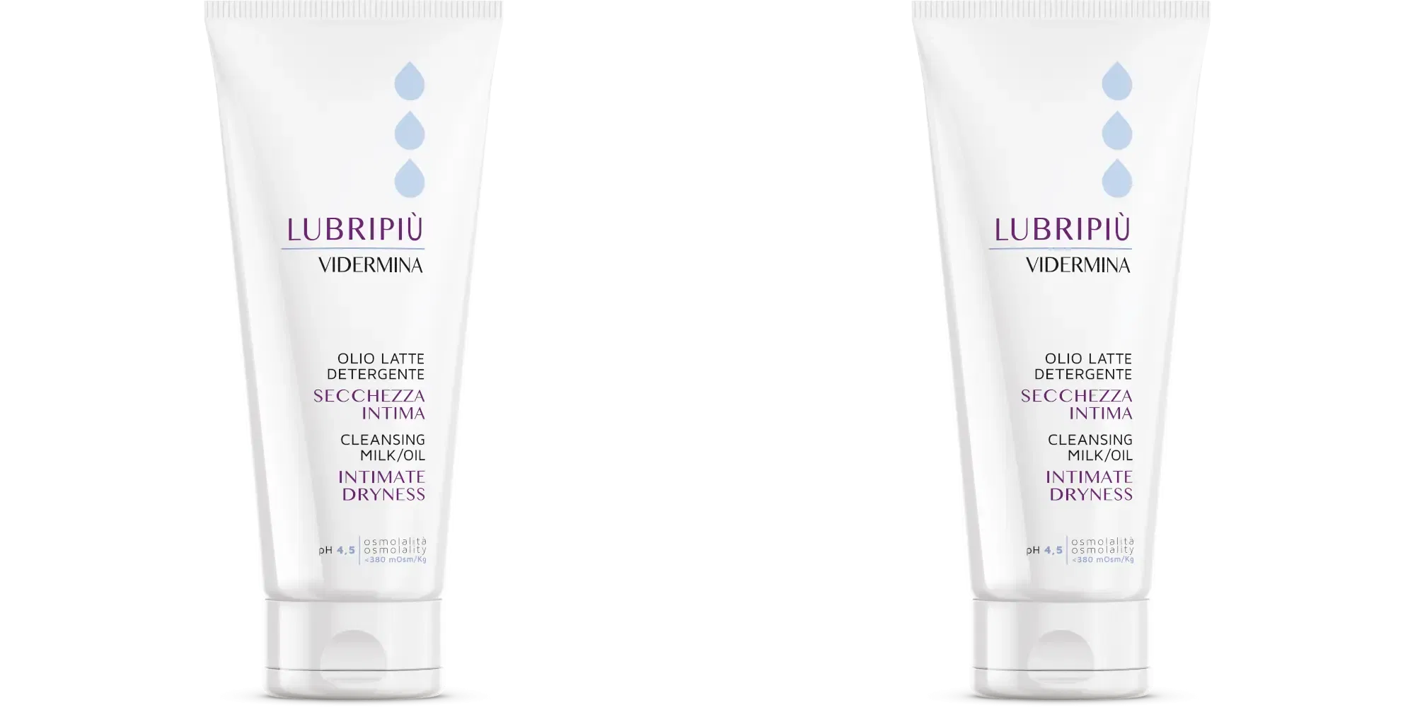 VIDERMINA LUBRIPIU' OLIO LATTE DETERGENTE SECCHEZZA INTIMA 200 ML Pack da 2