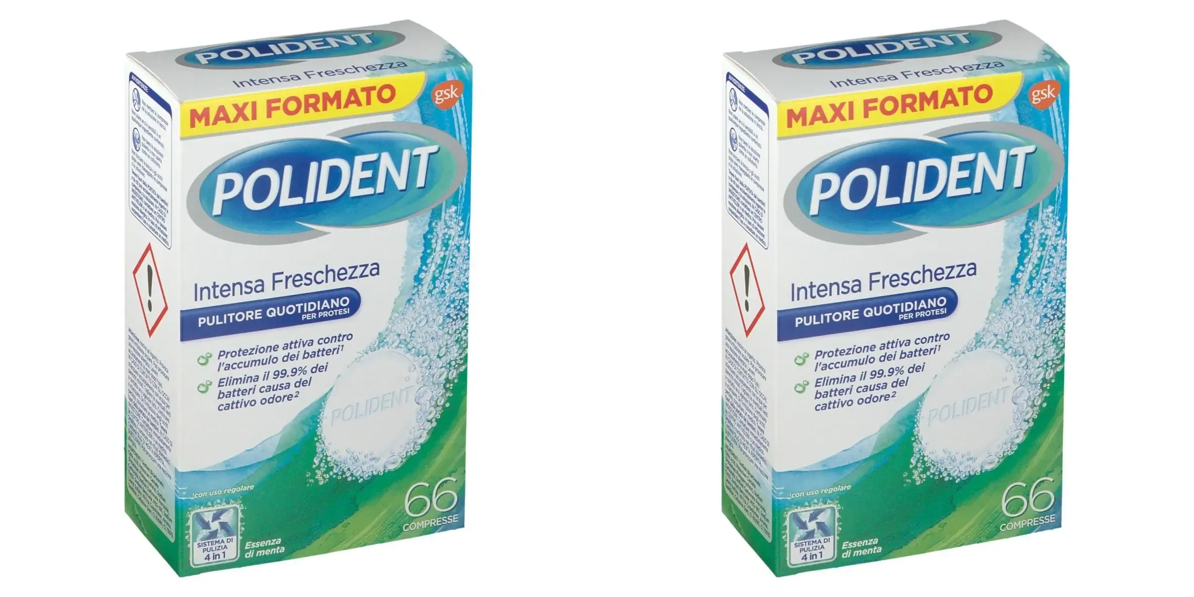 POLIDENT TRIPLA FRESCHEZZA 66 COMPRESSE Pack da 2