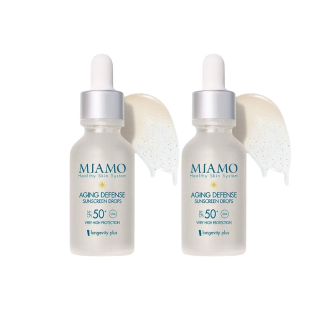 MIAMO LONGEVITY PLUS AGING DEFENSE SUNSCREEN DROPS SPF50+ PACK X2