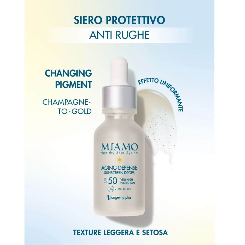 MIAMO LONGEVITY PLUS AGING DEFENSE SUNSCREEN DROPS SPF50+ PACK X2