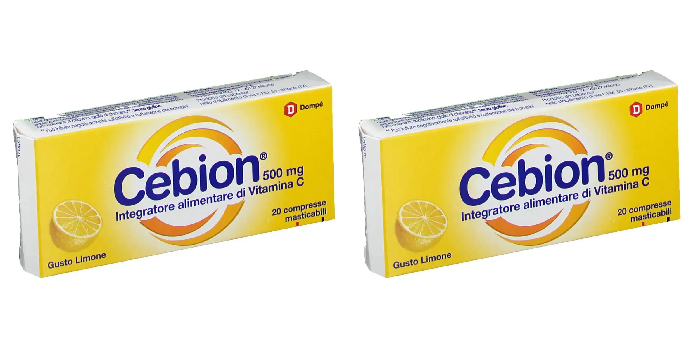 CEBION MASTICABILE LIMONE VITAMINA C 500 MG 20 COMPRESSE Pack da 2