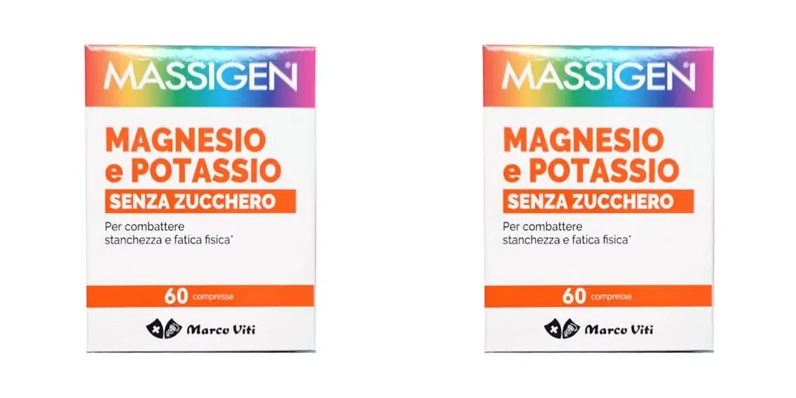 MASSIGEN MAGNESIO POTASSIO SENZA ZUCCHERI 60 COMPRESSE Pack da 2