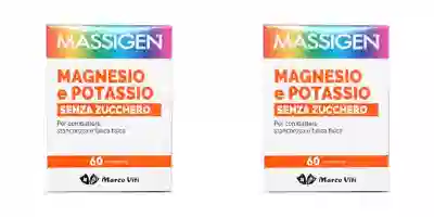 MASSIGEN MAGNESIO POTASSIO SENZA ZUCCHERI 60 COMPRESSE Pack da 2