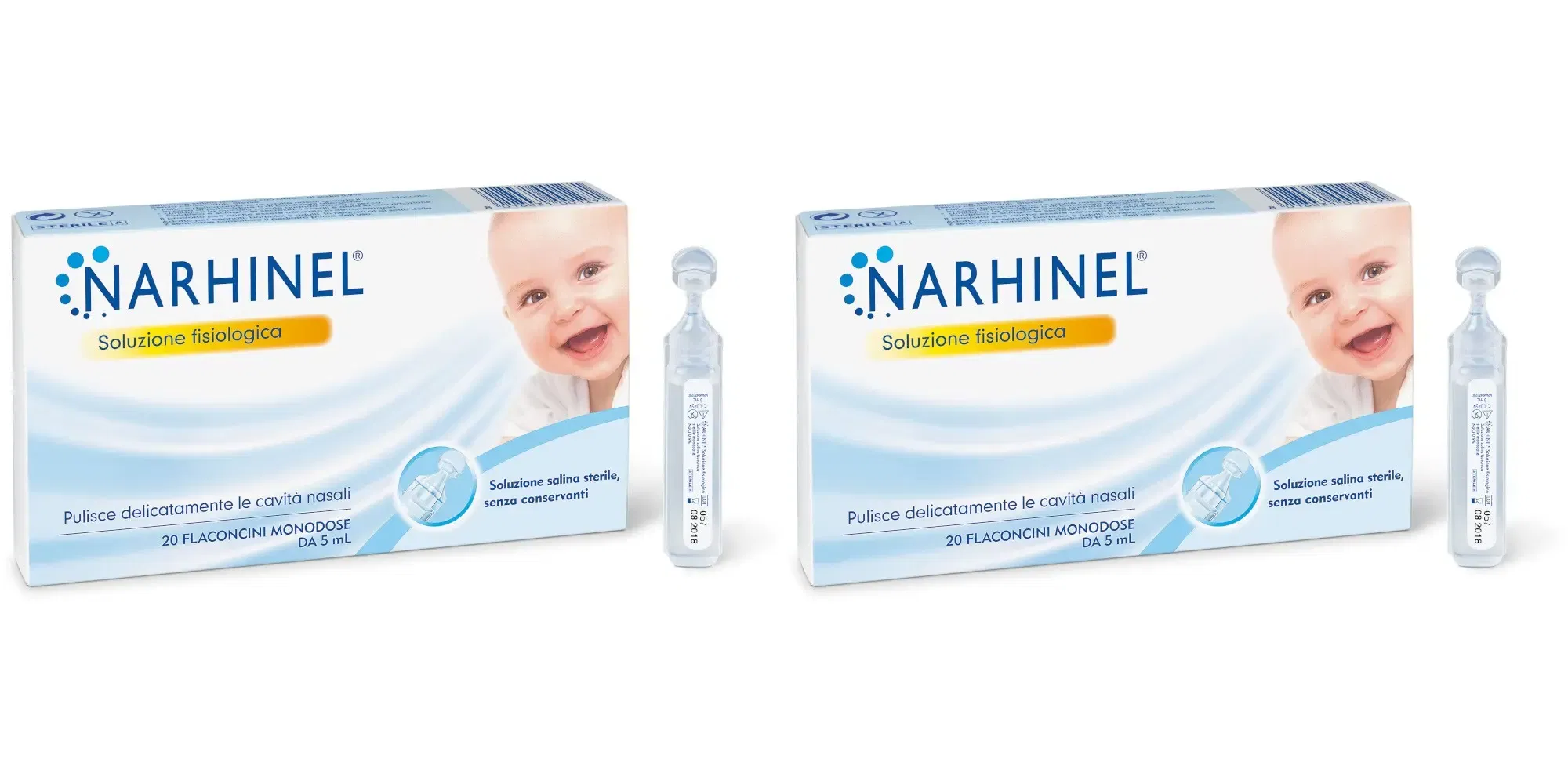 SOLUZIONE FISIOLOGICA PER ASPIRATORE NASALE NARHINEL 20 FIALE DA 5ML Pack da 2