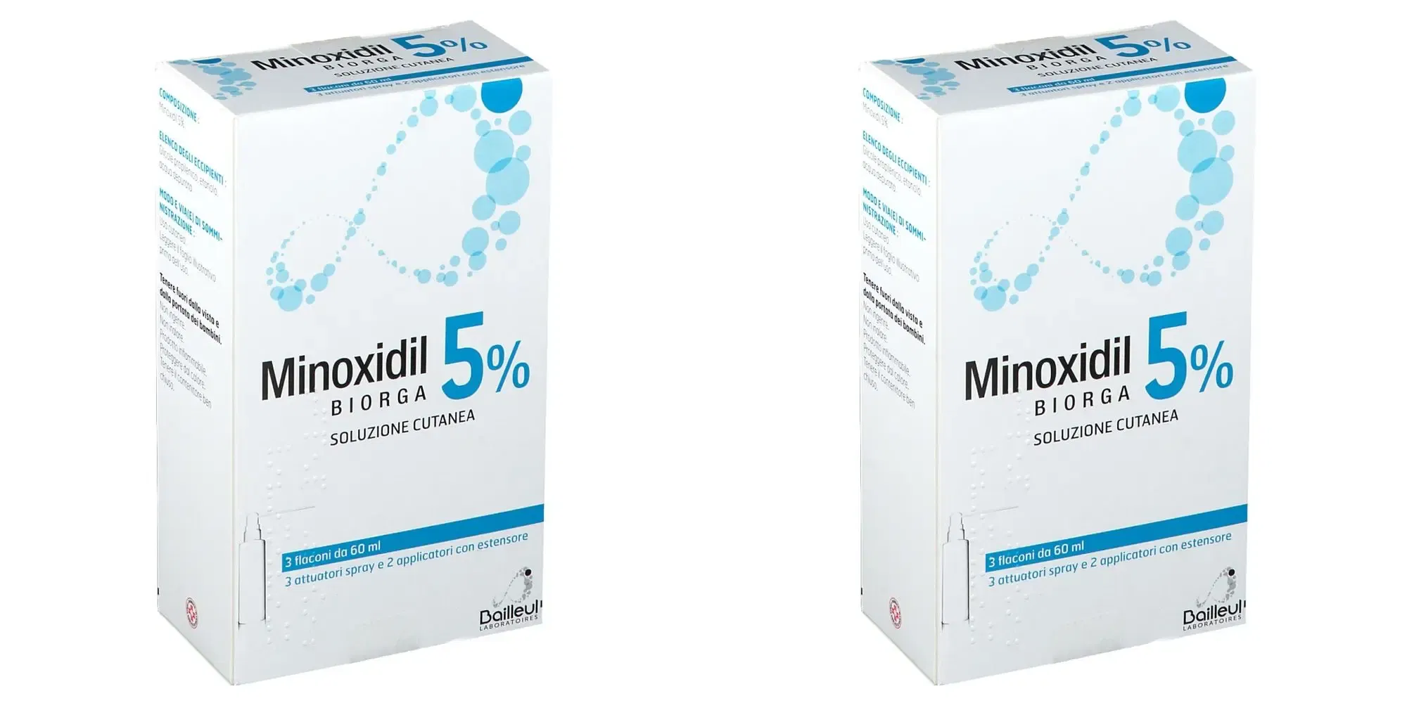 MINOXIDIL BIORGA (LABORATOIRES BAILLEUL) soluzione cutanea 3 flaconcini 60 ml 5% Pack da 2