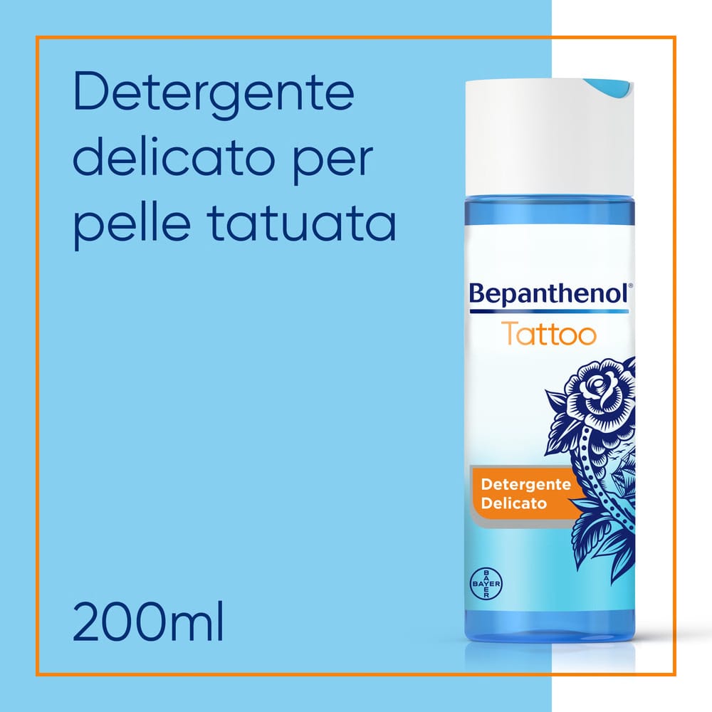 Bepanthenol Tattoo Kit Completo con Pasta Trattamento Intensivo, Detergente Delicato e Crema Solare SPF50+