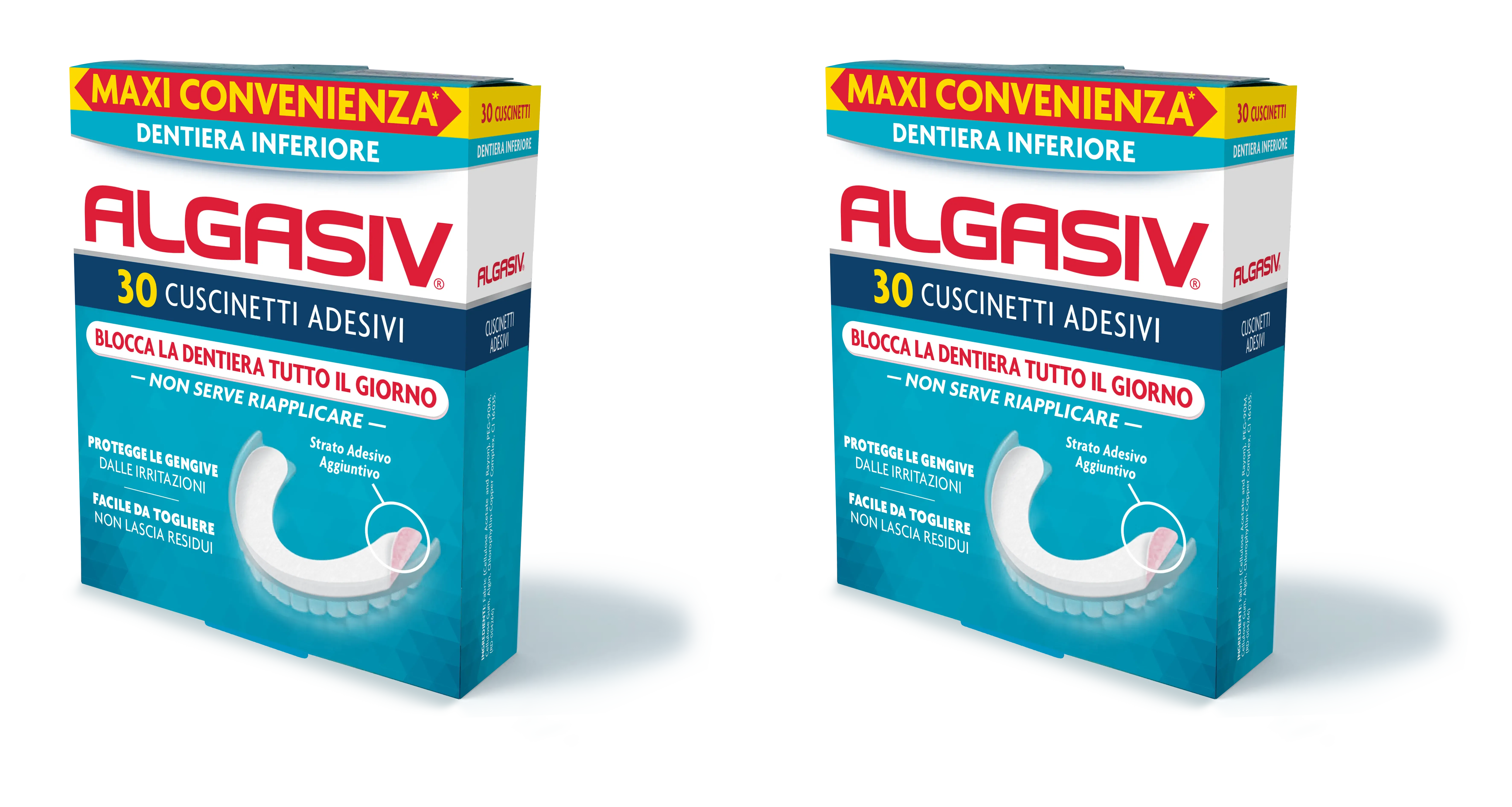 ALGASIV ADESIVO PER PROTESI DENTARIA INFERIORE 30 PEZZI Pack da 2