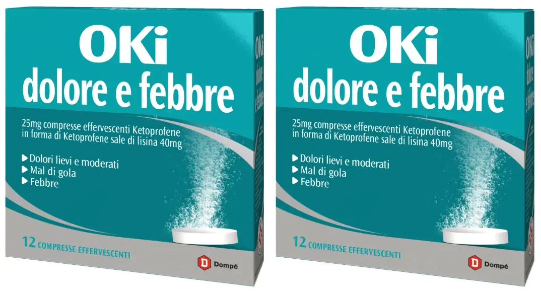OKI DOLORE E FEBBRE 12 compresse effervescenti 25 mg Pack da 2