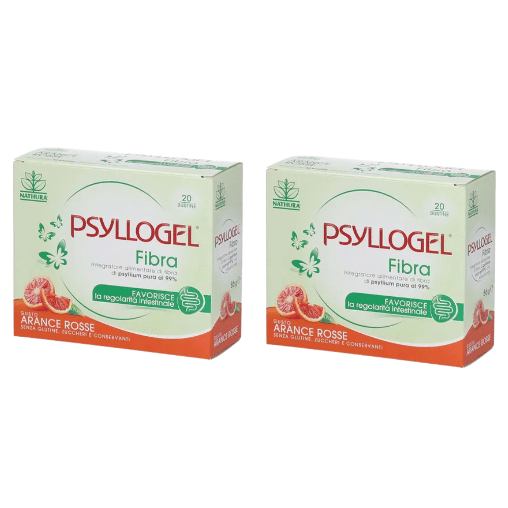 Integratore Psyllogel Fibra Arance Rosse, 20 bustine Pack X2
