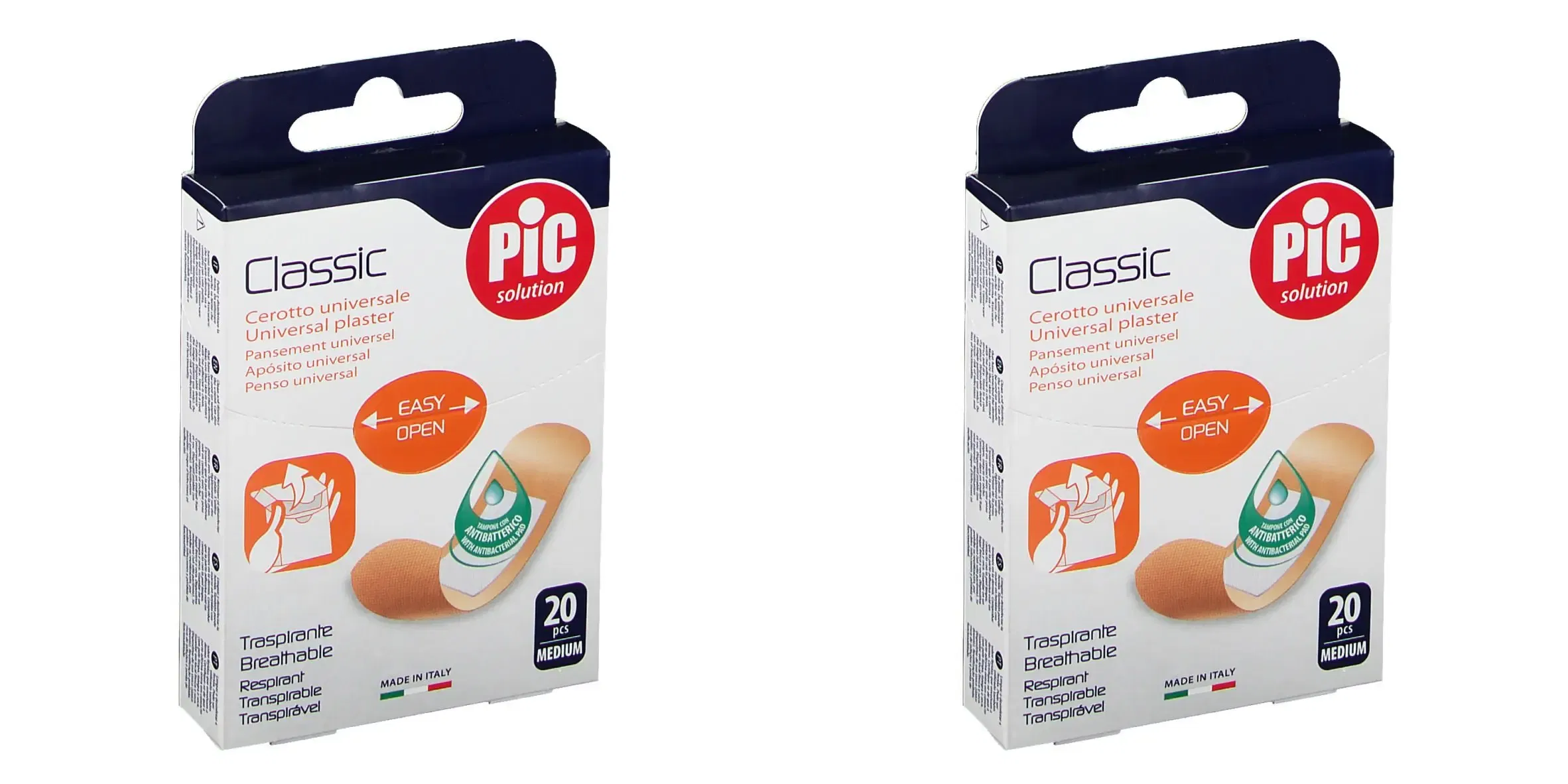 CEROTTO PIC CLASSIC 19X72 MM ANTIBATTERICO 20 PEZZI Pack da 2