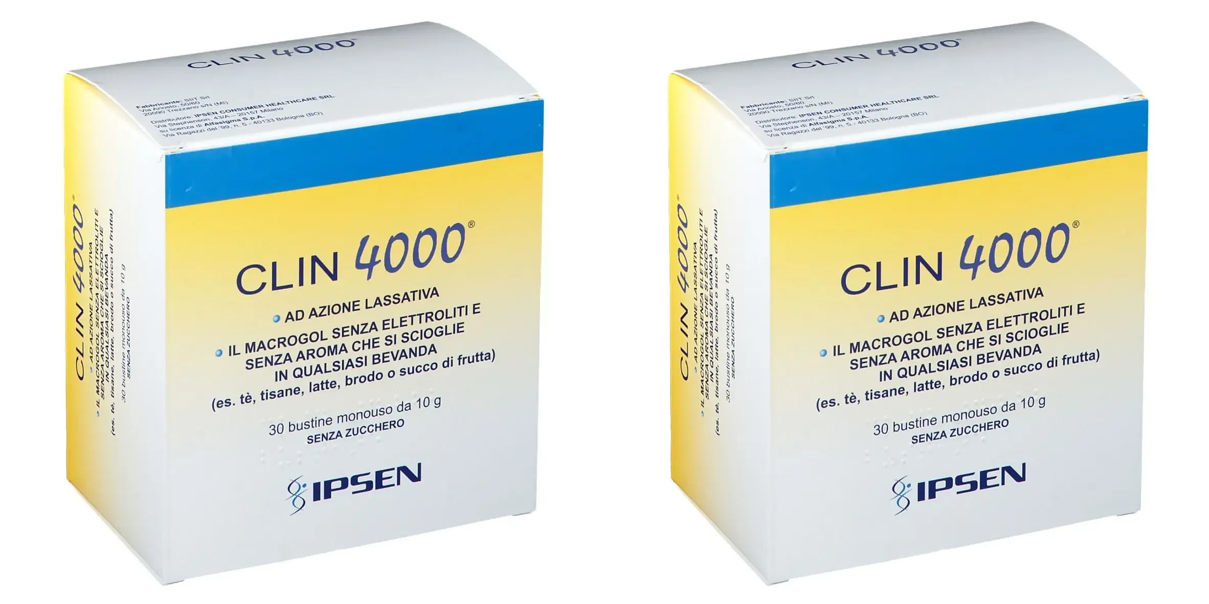 CLIN 4000 LASSATIVO 30 BUSTINE MONOUSO 10 G SENZA ZUCCHERO Pack da 2