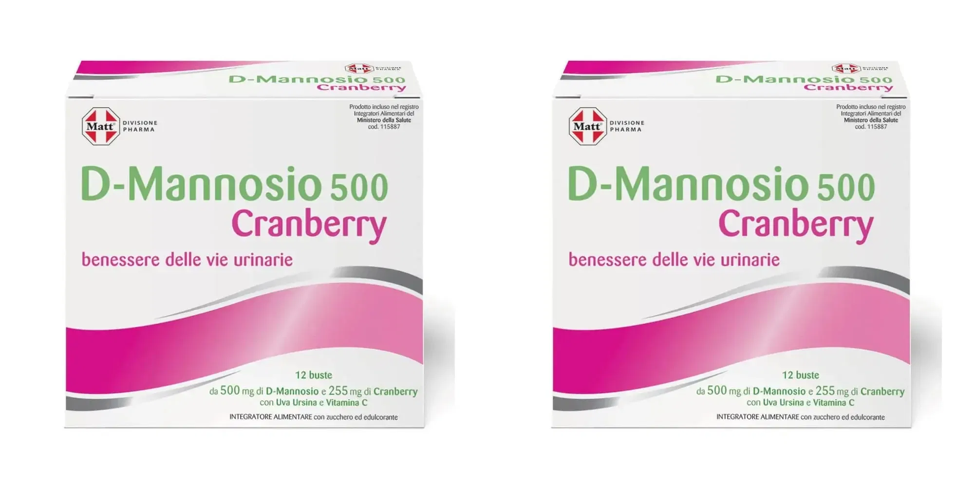 MATT DIVISIONE PHARMA D-MANNOSIO 500 CRANBERRY 12 BUSTINE Pack da 2