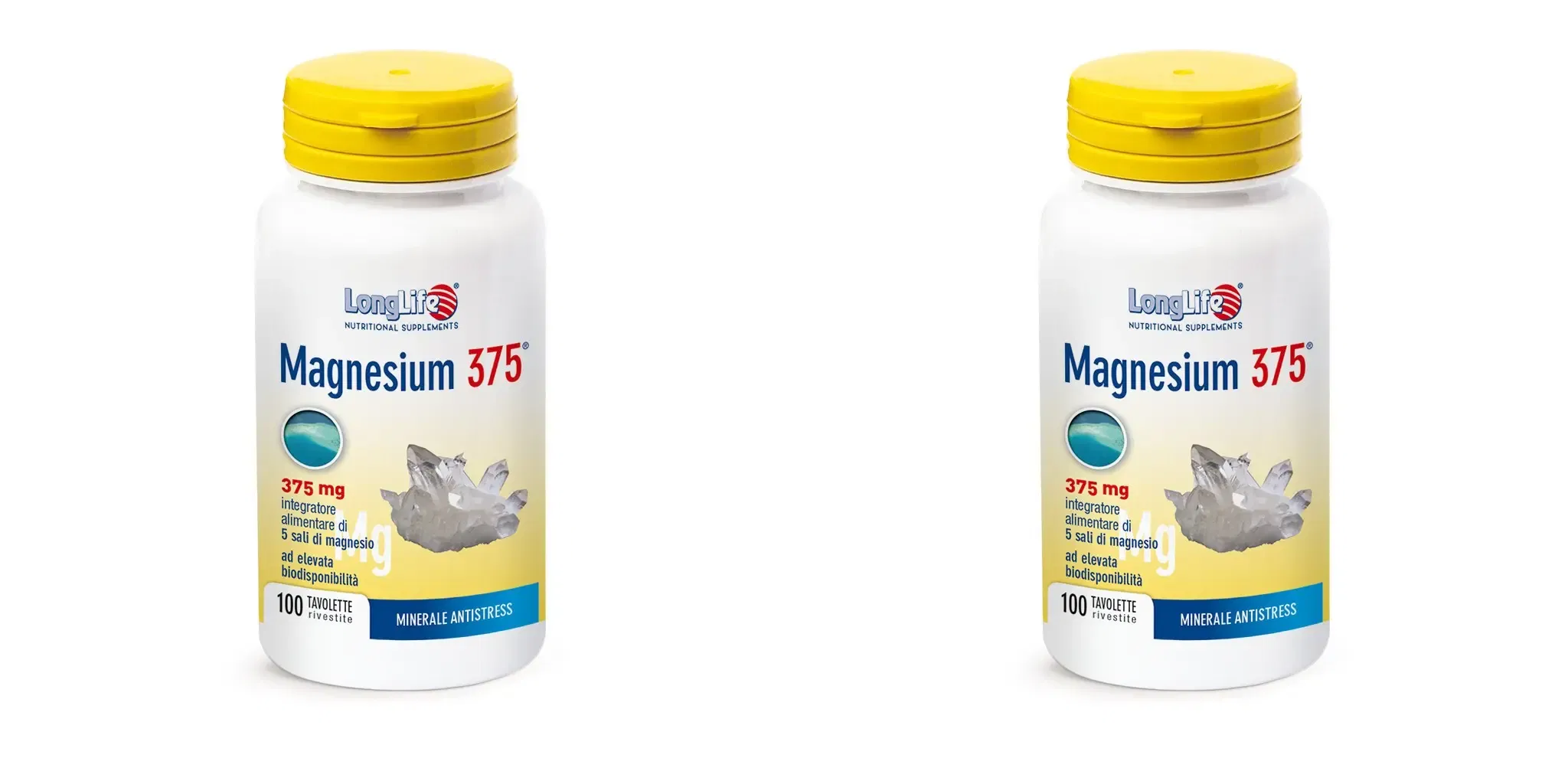 LONGLIFE MAGNESIUM 375 ORIGINAL 375 MG 100 TAVOLETTE Pack da 2