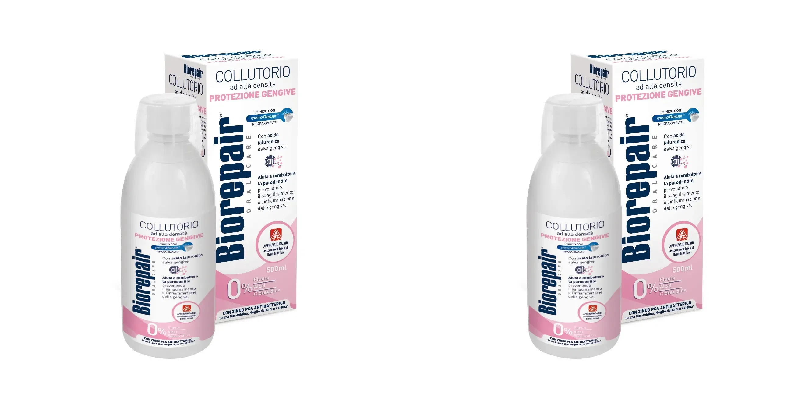 BIOREPAIR ORAL CARE COLLUTORIO ALTA INTENSITA' CON ANTIBATTERICO PROTEZIONE GENGIVE 500 ML Pack da 2