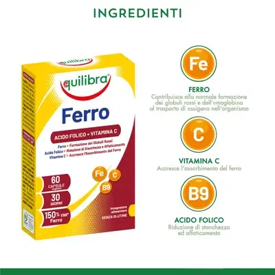 Ferro con Acido Folico + Vitamina C 60 Capsule Pack X2