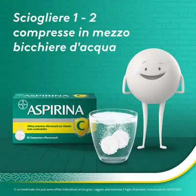 Aspirina C Antinfiammatorio Antidolorifico per Influenza Raffreddore e febbre con Vitamina C, 10 Compresse Aspirina C Antinfiammatorio Antidolorifico per Influenza Raffreddore e febbre con Vitamina C, 10 Compresse