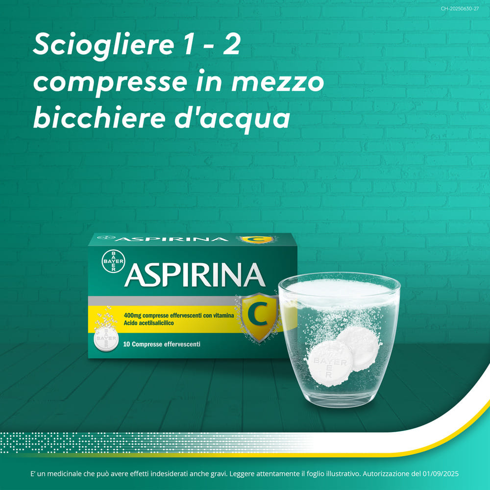 Aspirina C Antinfiammatorio Antidolorifico per Influenza Raffreddore e febbre con Vitamina C, 10 Compresse