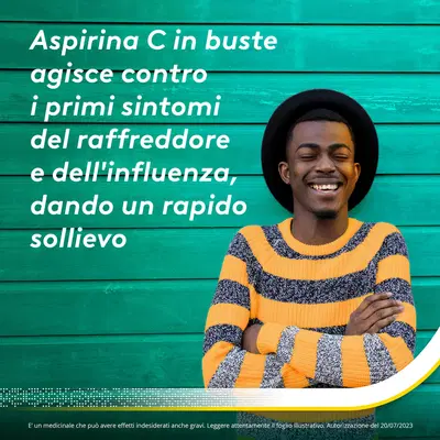 Aspirina C Antinfiammatorio e Antidolorifico per Influenza e Febbre con Vitamina C, 10 Buste Arancia Aspirina C Antinfiammatorio e Antidolorifico per Influenza e Febbre con Vitamina C, 10 Buste Arancia