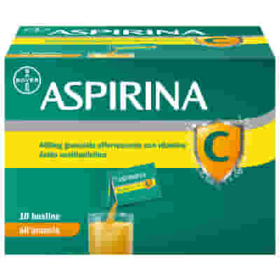 Aspirina C Antinfiammatorio e Antidolorifico per Influenza e Febbre con Vitamina C, 10 Buste Arancia
