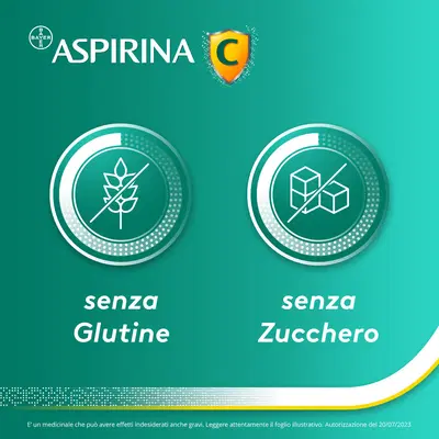 Aspirina C Antinfiammatorio Antidolorifico per Influenza Raffreddore e Febbre con Vitamina C, 20 Compresse Aspirina C Antinfiammatorio Antidolorifico per Influenza Raffreddore e Febbre con Vitamina C, 20 Compresse